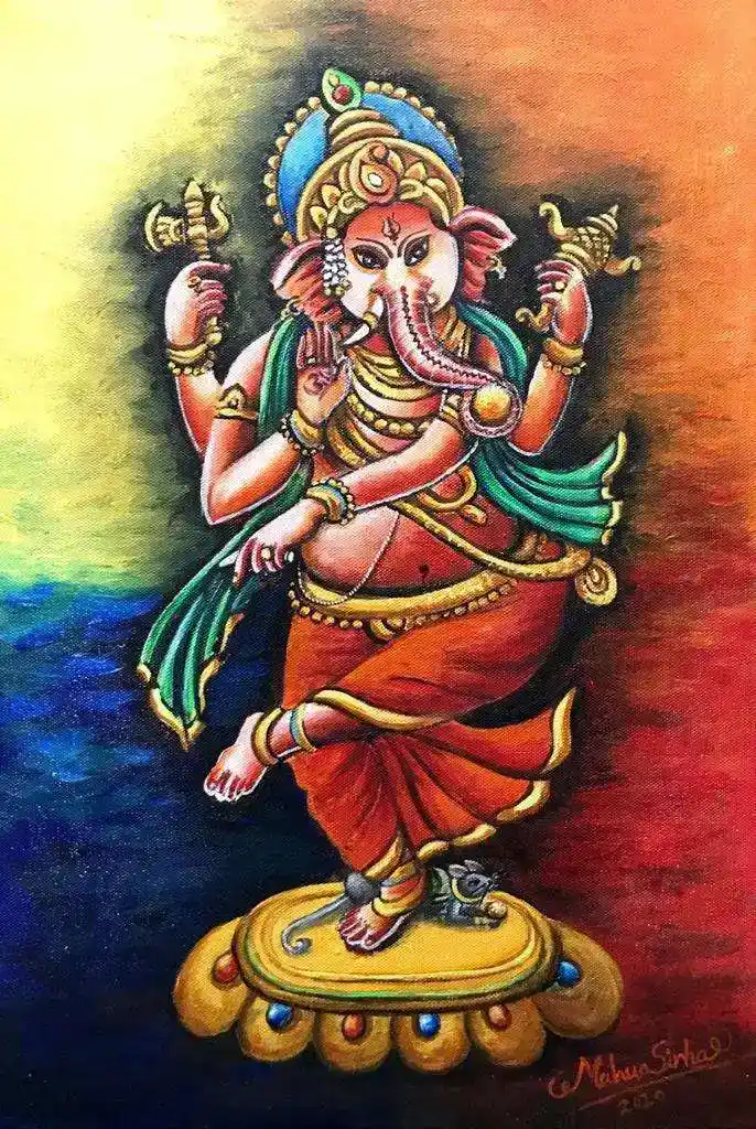 My Ganesha, Acrylic, Religious, Home decor, Wall decor, Artwork, Handpainted, Art, Painting, VistaPallette